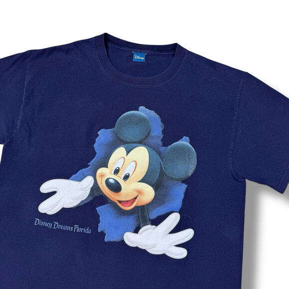 VTG Disney Mickey Mouse T-Shirt Double-Sided Graphic Navy Florida Theme Park L - Picture 5 of 8